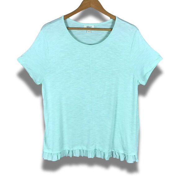 Style & Co. Tops - STYLE & CO Mint Green Ruffled Soft T-shirt NEW Petite XL